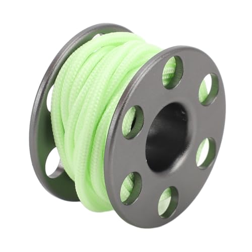 ZIZEV Mini Spool Pendant, Aluminum Alloy Mini Diving Rope Reels Luminous Green Cord Portable for Souvenirs (Gray)