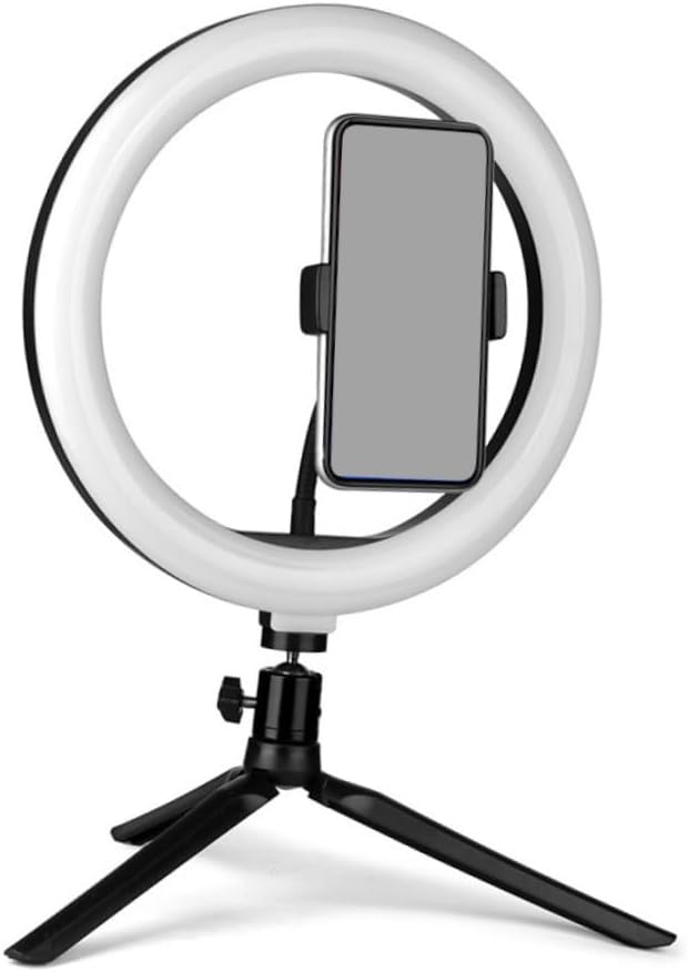 Balacoo Selfie Light Phone Tripod Stand Phone Holder for Live Streaming Stepless Dimming Tripod Ring Clip Black