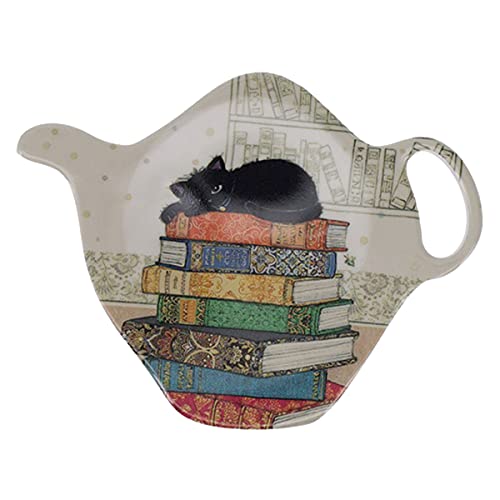 KIUB - Reposa bolsa de té - Diseño de gato durmiendo en libros - melamina de calidad
