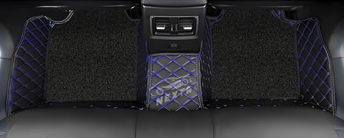 Image of Premium 7D Car Floor Mat Full Set for Nissan Gravite|| Luxury Leather with Grass Mat Complete Set || 100% Waterproof and Washable (Black and Blue)