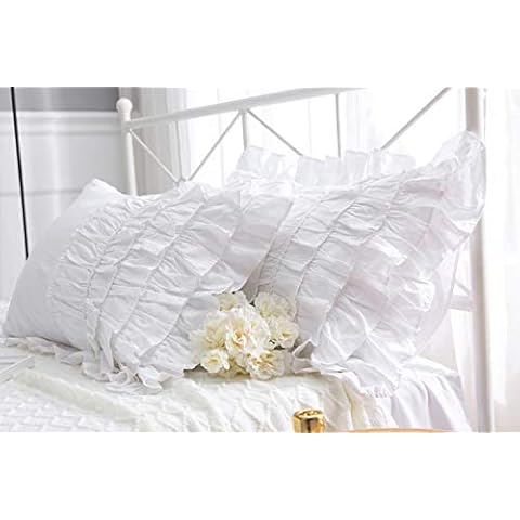 Meaning4 White Shabby Chic Pillow Shams Cover