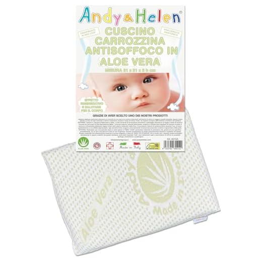 Cuscino antisoffocamento 1 ANDY & HELEN Cuscino Culla/Carrozzina Antisoffoco con fodera in Aloe Vera. Misure: 31x21x3 cm