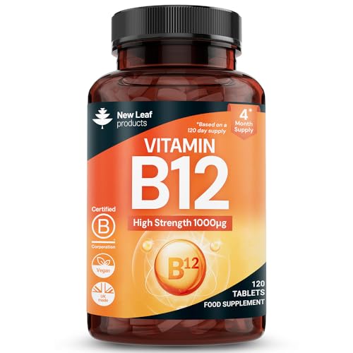 Vitamin B12 High Strength Tablets - 1000mcg Vegan B12 Vitamin Methylcobalamin Supplement Contributes to The Reduction of Tiredness and Fatigue & Immune Energy Support Made in the UK (4 Month Supply)