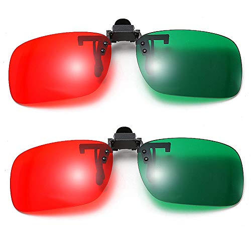 Clip On Flip Up 3D Glasses Red Green Lens Rectangle Polarized for Cyan Anaglyph Simple Style 3D Movie Men Women 2 Pack Clip On Flip Up 3D Glasses Red Green Lens Rectangle Polarized for Cyan Anaglyph Simple Style 3D Movie Men Women 2 Pack