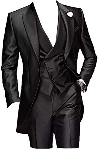 Aimicui Men's Suits 3 Pc Wedding Gentleman Tailcoat Suits Foraml Business Suit (Jacket+Vest+Pants)