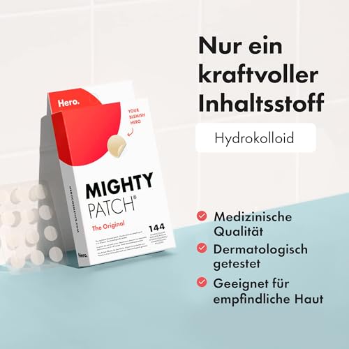 Church & Dwight Hero Mighty Patch Original Pickel-Patches von Hero Cosmetics, kleine Hydrokolloid-Pflaster zur Aknebehandlung, 144 Stück - Funktionsansicht 5 | TV | Video | Foto