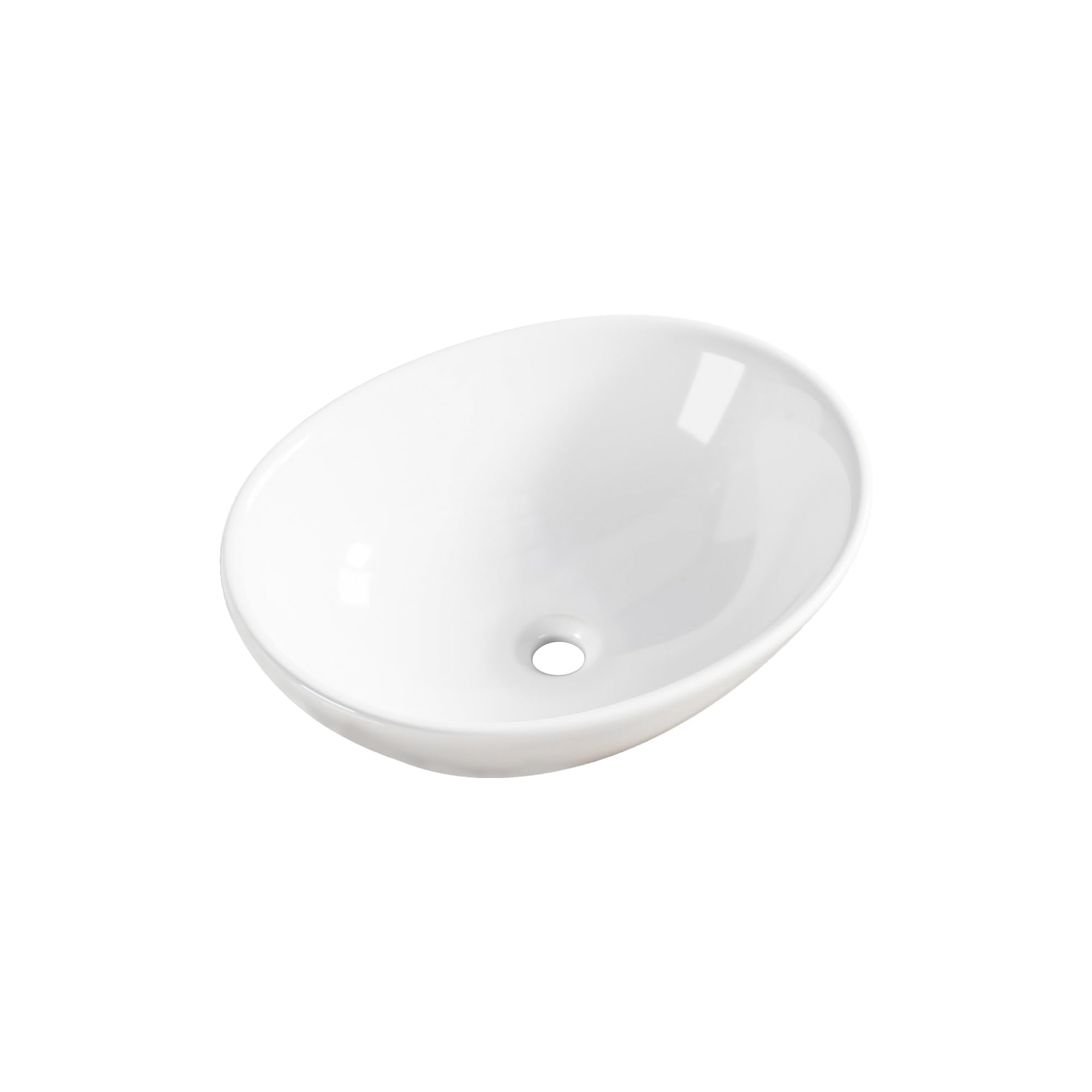 Lavabo ovale bianco 41,5 x 33,5 x 14,5 cm – Lavabo compatto in ceramica lucida – Design intemporale e purificato – ideale per WC, WC e piccoli bagni – facile da applicare e pulire