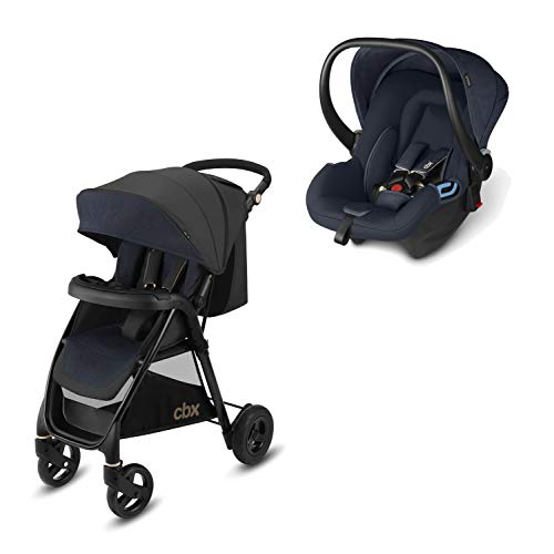 cbx 2-in-1 Reisesystem, Kinderwagen Misu Air TS + Babyschale Shima, Inkl. Regenverdeck und Adapter für Babyschale, Ab Geburt, Jeansy Blue