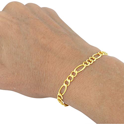 Nuragold 10k Yellow Gold 5.5mm Figaro Chain Link Bracelet, Mens Womens Jewelry Lobster Clasp 7" 7.5" 8" 8.5" 9" - Image 4