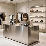 Der Ausstellungstisch „Bekleidungsgeschäftsinsel“ eignet sich for Blumenläden, Einkaufszentren, Schuh- und Taschengeschäfte, um Edelstahl-Ausstellungstische inmitten von Dekorationen zu platzieren