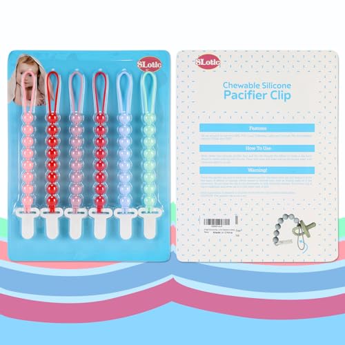 Image of 6-Pack Silicone Pacifier Clips for Babies, Safe Teething Beads, Rust-Free Holders, Baby Boy and Girl Essentials, Newborn Must-Have Accessories, BPA-Free (Pink)