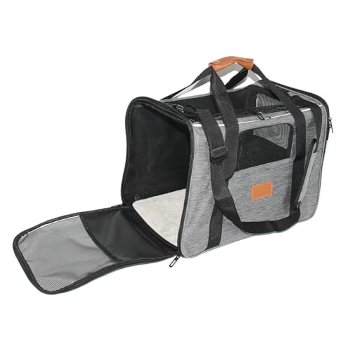 ペットキャリー バッグ 4way ショルダー 中・大型猫・小型犬・うさぎ用 リュック 折りたたみ 変形しない 通気性 臭気がない 引っ掻き傷に強い 車載/ドライブ/キャンピング/旅行/通院/災害避難用 (グレー,A)