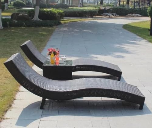 Image of PRATHAM India Outdoor Swimming Poolside Lounger Beach Sunbathing Lawn Patio Chaise Lounge Sun Lounger Chair (Brown)