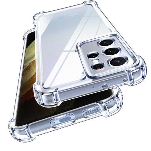 iVoler Anti-Amarillo Clara Funda para Samsung Galaxy S21 Ultra 5G con Cojín Esquina Parachoques, [Protección Militar] Carcasa Protectora Teléfono Antigolpes Transparente Anti-Arañazos Duro Bumper Case