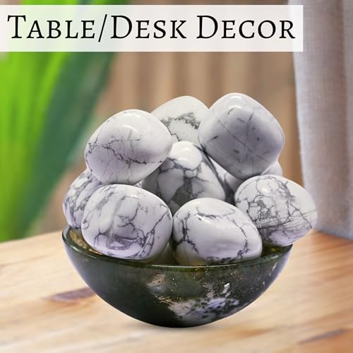 Image of Certified Howlite Crystal Healing Tumbled Stone, Natural Polished Crystals for DIY Crafts, Manifestation, Meditation, Pooja Feng Shui and Reiki Healing (30 Grams)