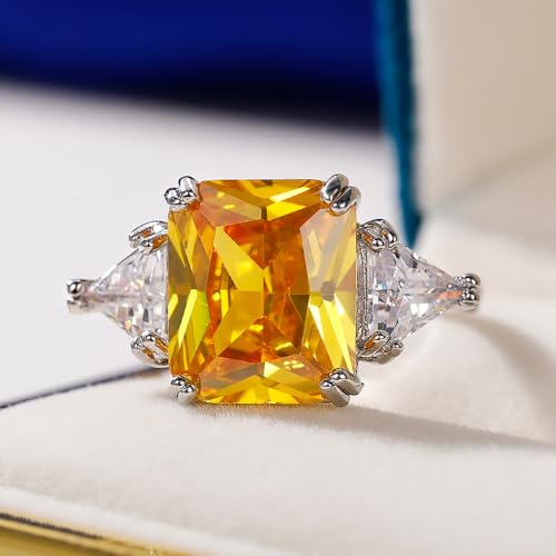 Luxury Yellow Cubic Zirconia Promise Ring for Women Fashion Wedding Band Jewelry3