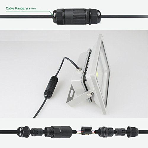 COOLWEST Black Plastic Connector Gland IP68 Waterproof,Cable Range 4-7MM, Shielded, Field Installable 2 Pack