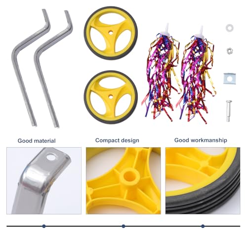 Ruedas de Entrenamiento para Bicicleta Hemoton con Soporte Amarillo y Cinta Colorida, Compatibles con Bicicletas de 12 a 20 Pulgadas, Soporte de Equilibrio para Niños miniatura 5