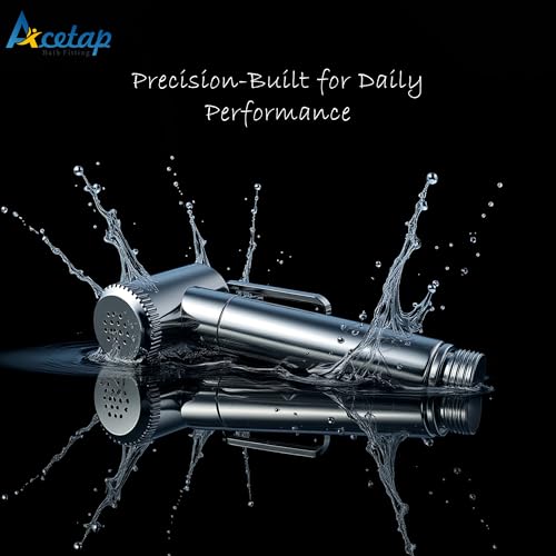Image of Acetap Health Faucet, ABS Health Faucet Set for Bathroom /Jet Spray Pipe for Toilet Shower Faucet with Flexible S.S - 304 Grade 1 Meter Shower Hose and Wall Hook, Chrome Finish