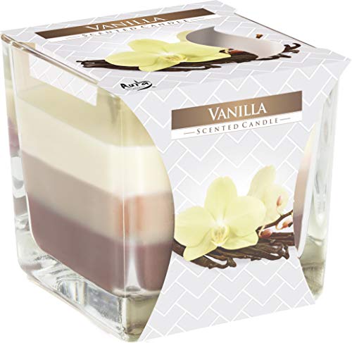 Duftkerze im eckigen Glas mit 32 Stunden Brenndauer ! (Duft:Vanille) Cover