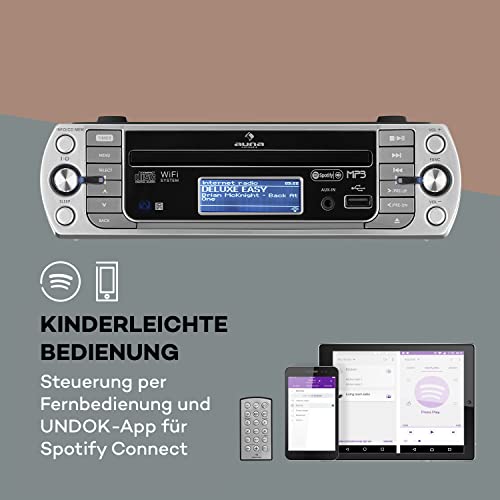 auna KR-500 CD Internetradio Unterbau-Radio (Internet Radio, CD/MP3-Player, WiFi, AUX, USB, Spotify Connect, Network-Streaming, LCD-Display, Bedienung per App und Fernbedienung) grausilber – Bild 7