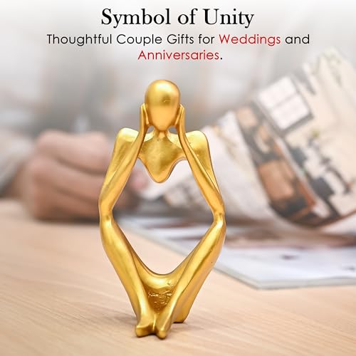 Image of ZAICUS Gold Abstract Thinker Statue - Modern Resin Sculpture for Home & Office Decor | Small Deep Thinker Figurine for Contemporary Interior Accent