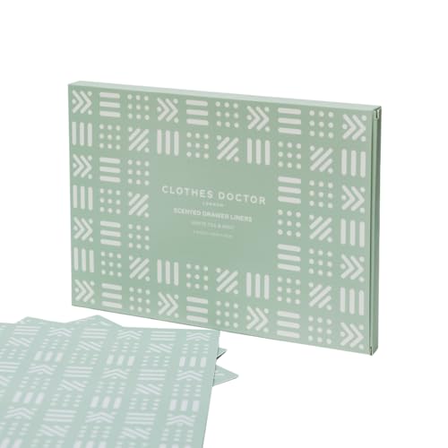 Forro perfumado para cajones con aceites esenciales, 6 hojas grandes (58 cm x 40 cm), repelente y ambientador natural de polillas, sin plástico, vegano, sin crueldad, embalaje reciclable, fabricado en