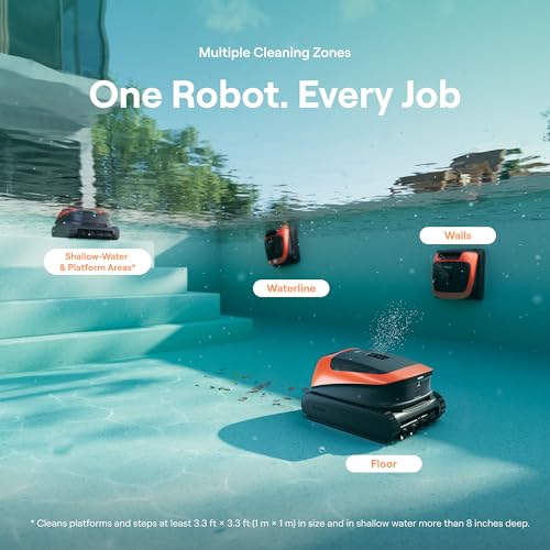 Image of Beatbot Sora 30 Pool Vacuum Robot with Smart Surface Parking, Shallow-Area Cleaning, 6800GPH Suction Power, 5L Capacity for Pools Up to 3229 sq. ft, Tangerine