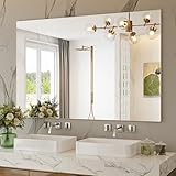 Brauthon Frameless Mirror, 55' x 36' Frameless Bathroom Mirror, Large Vanity Wall Mirrors Home Gym Tempered Glass Mirror for Over Sink, Yoga Studio, Bedroom, Living Room