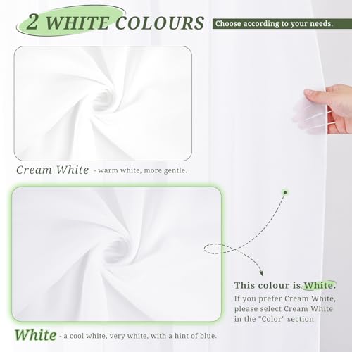 Wedding Arch Draping Fabric,4 Panels 28" x19ft White Wedding Arch Drapes for Ceremony Chiffon Fabric Drapes Arbor Drapery Wedding Arch Decorations for Reception Sheer Backdrop Curtains for Party Swag