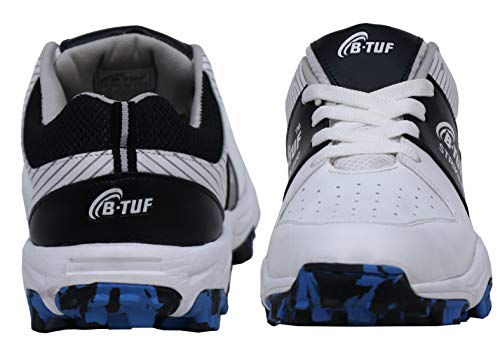 Image of B-TUF Striker Cricket Shoes /Studs Spikes Sports for Men Boys Unisex Kids|Lightweight and Durable | Stylish Sports Shoes | (White /Black /Yellow)
