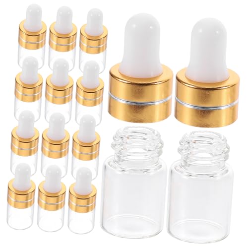 FRCOLOR 50個 透明ガラス小滴管瓶 詰替用ス 付き 耐久性ガラス製 精油 トナー用携帯小けボトル