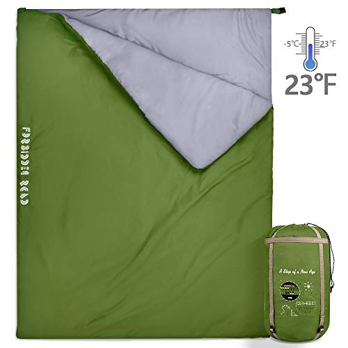 Forbidden Road Double Sleeping Bag Winter 30 ℉/60 ℉ 2 Person Water Resistent Lightweight Envelope Sleeping Bags 380T Nylon with Free Carrying Bag Perfect for 4 Season Camping Backpacking Hiking