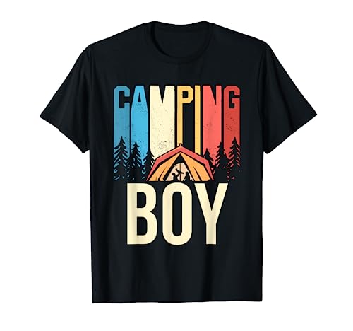 Camping Boy Camper Camping Campfire Camiseta