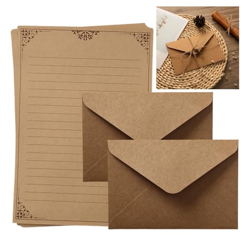 レターセット 手紙 便箋 レトロ アンティーク 封筒 麻紐 チャームセット便箋4枚 封筒2枚 麻ひも1メートル2本 メタルアクセサリー2個シール2枚 (細いレース)