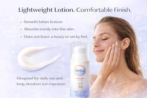 Image of Sunscreen Lotion SPF 50 | Broad Spectrum Sun Protection with Vitamin E & Liquid Crystal Technology | Lightweight, Non-Greasy Formula - 50 ml (SPF 50)