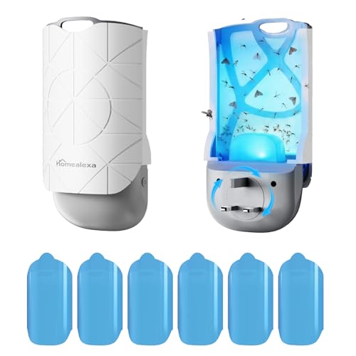 Homealexa Fruit Fly Trap Indoor Plug-in LED UV Fly Catcher for Flies Gnats & Moths 180 Rotating Plug Insect Trap with 24/7 Operation 1 Device + 6 Refills
