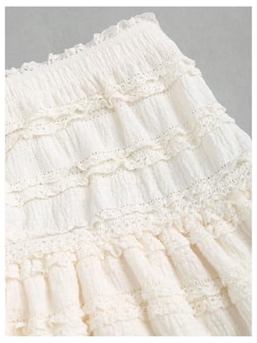 WDIRARA Women's Boho Layered Ruffle Skirt High Waisted A Line Short Skirts3