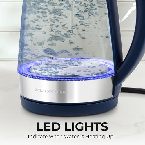 Image of Zulay Kitchen Fast Boiling Electric Water Kettle - 1.7L, 1500W, Auto Shut-Off for Overboil & Boil Dry Protection, Cool-Touch Handle, 360 Base - Rapid Teapot Boiler For Coffee & Tea - Navy