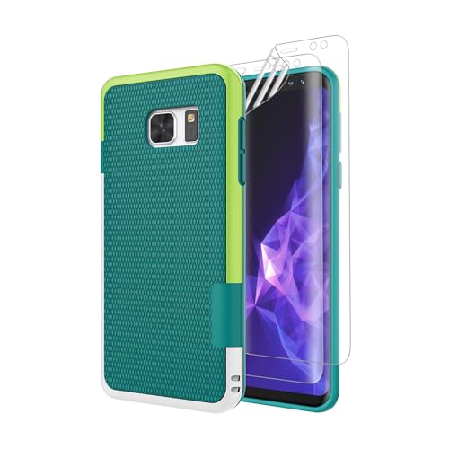for Samsung S7 Edge Case, Protective Cover with 2 Screen Protectors,Green