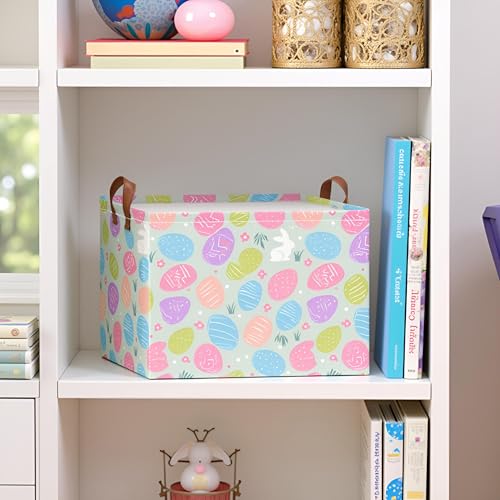 Image of Rectangle Storage Basket,Gift Basket Empty with Handles,Cute Organizer, Room Decor(Coloful Easter)