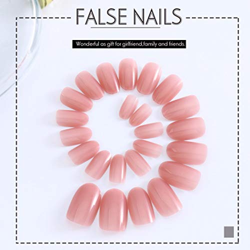 Ushiny 24PCS Falsche Nägel Pink Glossy falsche Fingernägel Acryl Press on Nails Künstliche Full Cover Nägel Tipps für… – Bild 3