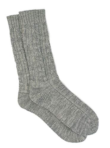 WARRIOR ALPACA SOCKS - Women's Cable Knit Socks, Crew, Dye-Free Gray Alpaca Wool, “Cable Sweater” Textured4