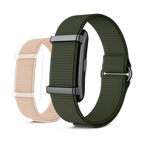 KSIX Vitalis Go Pulsera Inteligente sin Pantalla, Smartband con Monitor de frecuencia cardíaca, oxígeno, Temperatura, sueño y estrés, 5 ATM, 30 días autonomía, 2 Correas Verde y Beige
