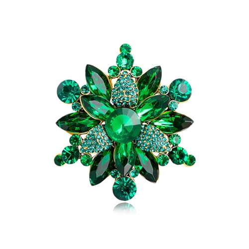 Image of Rhinestone Flower Brooch - Red /Yellow /Blue /Green Crystal - Big Large Wedding Ball Birthday Party Elegant Clothing Hat Bag Accessories Jewelry for Women