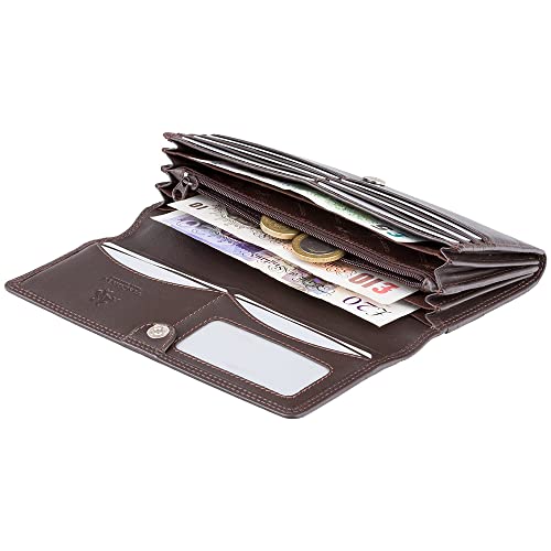 Visconti Heritage-35 Soft Leather Large Ladies Purse Wallet (Brown)4