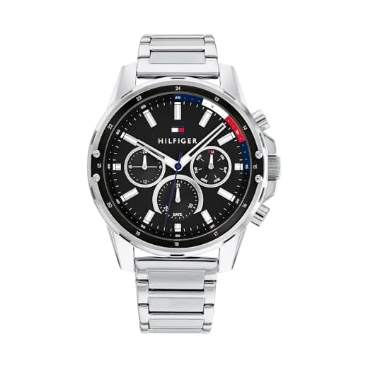 Tommy Hilfiger Reloj Analógico de Cuarzo multifunción para hombre con Correa en Acero Inoxidable plateada - 1791936