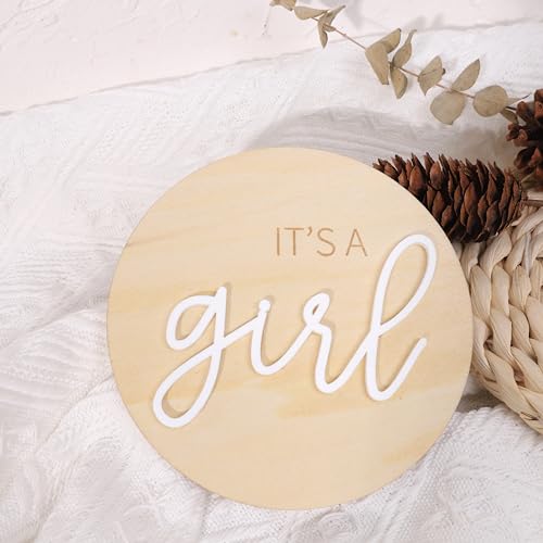 Image of 1pc It's a Girl Wooden Sign - Boho Gender Reveal Decoration, Acrylic Boy or Girl Pregnancy Announcement, He or She Photography Prop, Baby Shower Gifts, Gift for New Mom（It's a Girl ）
