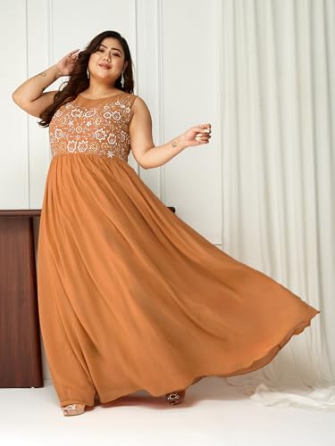 Image of Miss Chase A+ Women's Polyester Gathered Maxi Dresses