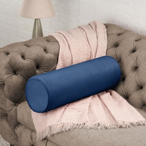 Image of Wakefit Medium Firm Bolster Pillow | Pack of 1 | 23x8 Inch | Foam & Removable Velvet Fabric | Machine Washable Cover | for Bed, Sofa & Diwan | Blue